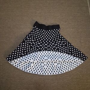 Anthropologie Black and White Polka Dot Midi Skirt